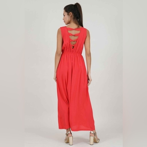 Molly Bracken Sleeveless Maxi Dress Red Size Medium - Picture 2 of 11
